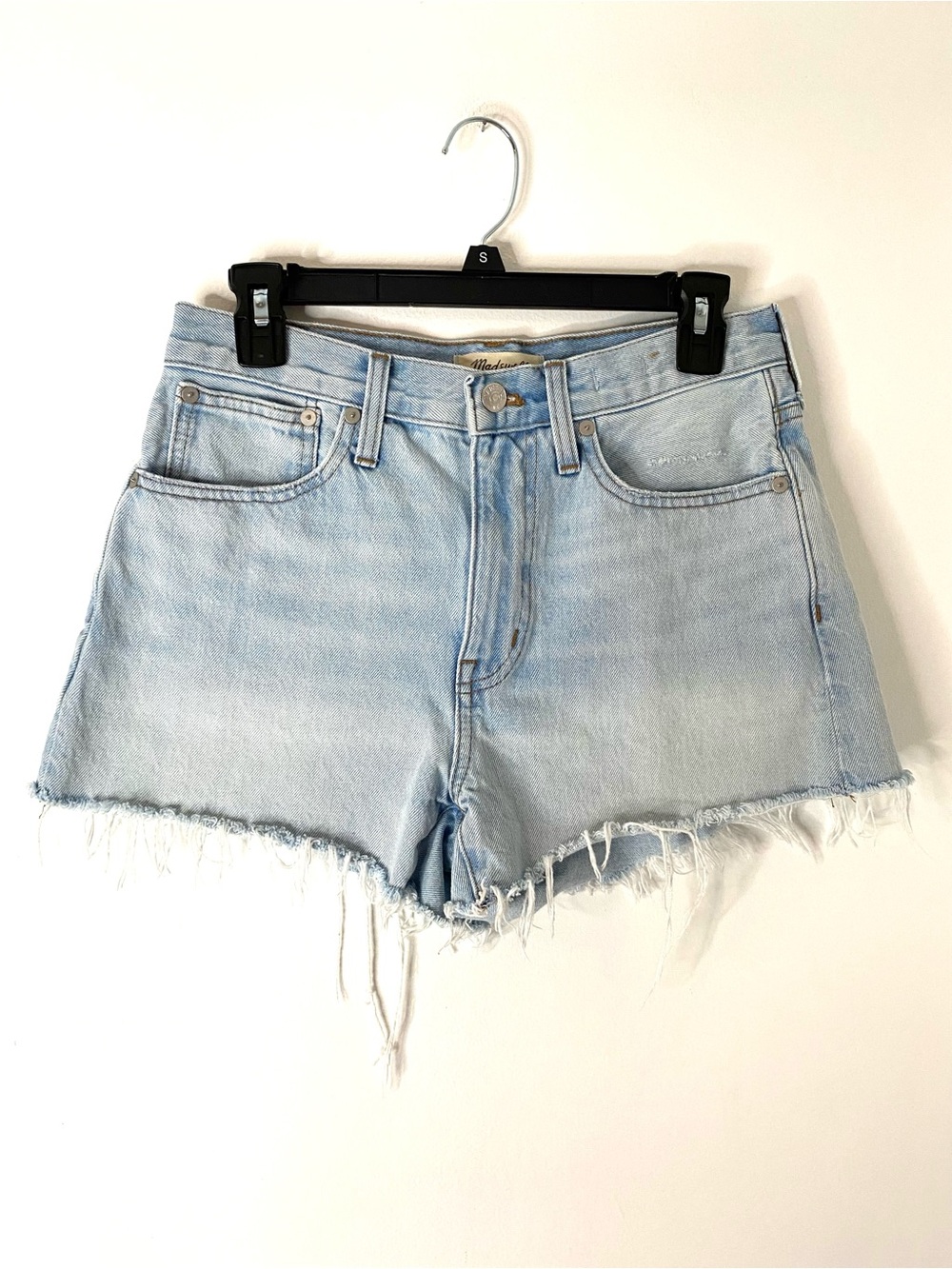 Madewell Relaxed Denim Shorts Light Wash High Rise Raw Hem Cutoff Jean Shorts